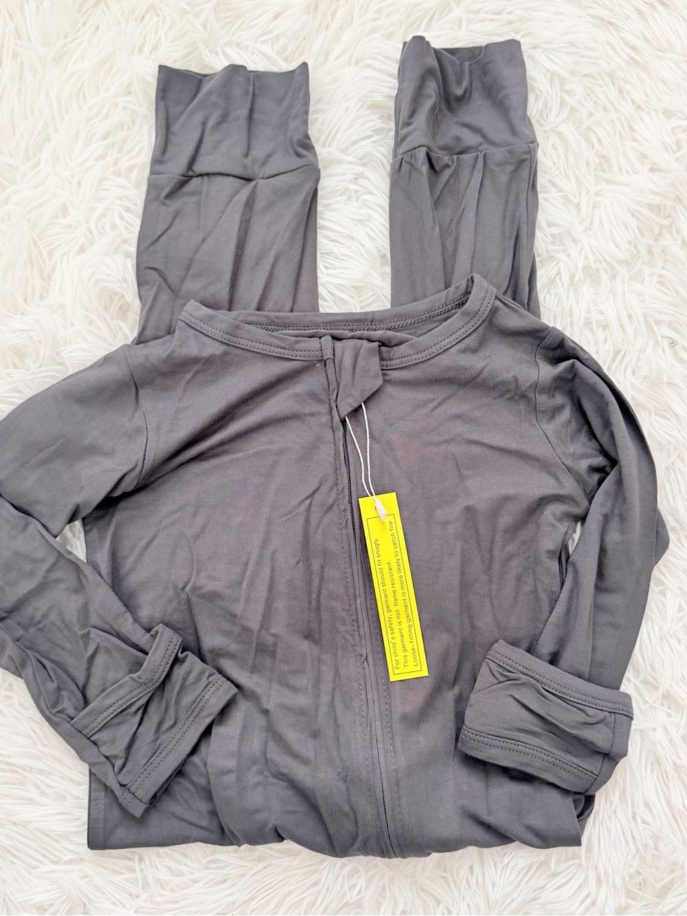 18-24M Bamboo Toddle Long-Sleeve Zipper Footie Pajamas - Charcoal - Picture 2 of 8